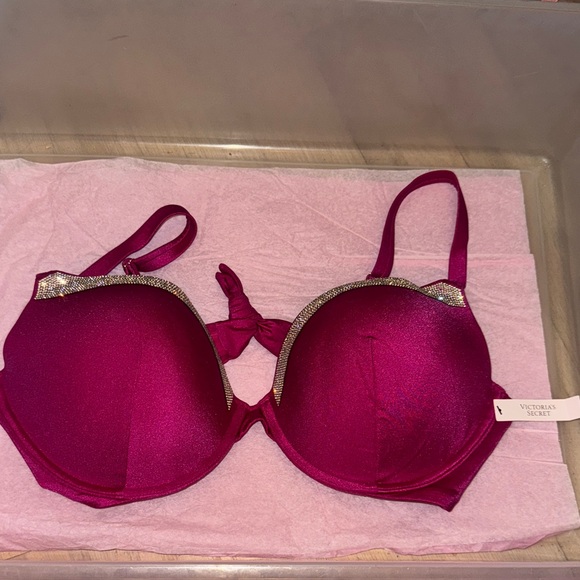 Victoria's Secret Other - Victoria's Secret Magenta Bra with Glittering Silver Trim
